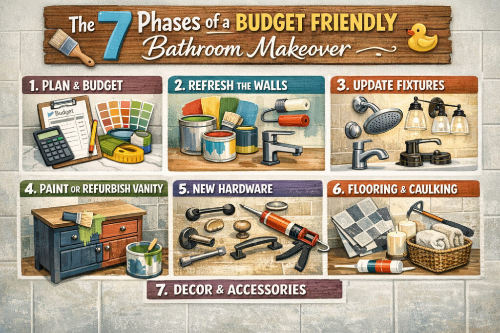 The 7 Phases of a Budget Friendly Bathroom Makeover
