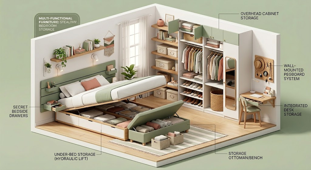 Stealthy Bedroom Storage Ideas