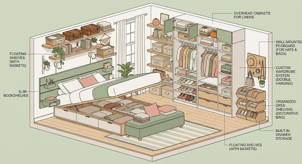 Vertical Bedroom Storage Ideas