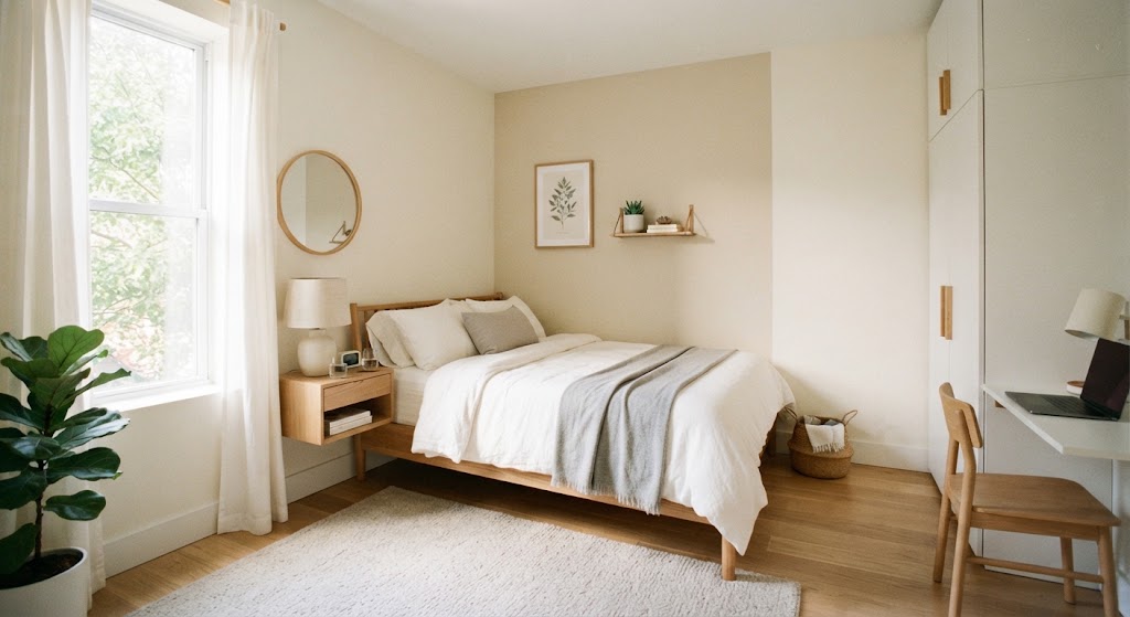 small bedroom with clean and spacious