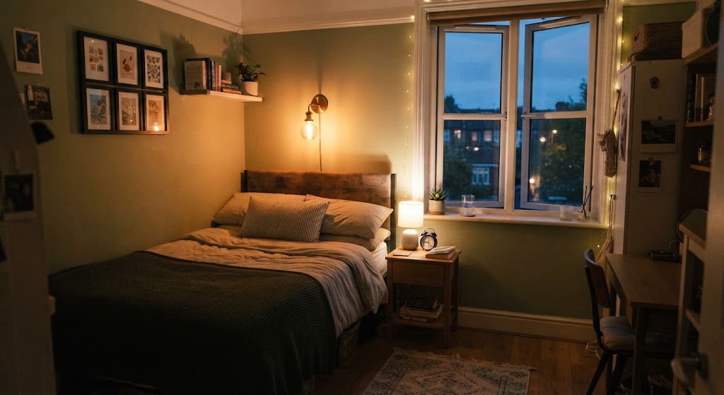 small bedroom with Dual Lighting