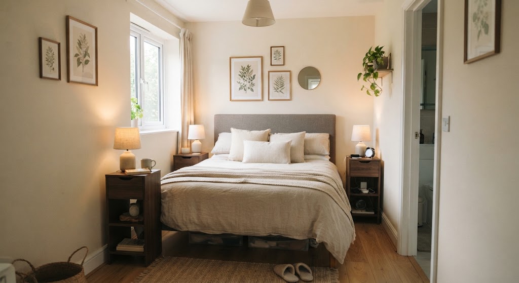 small bedroom with Slim Bedside Tables