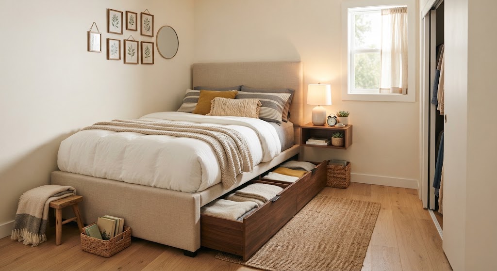 small bedroom with Storage Bed