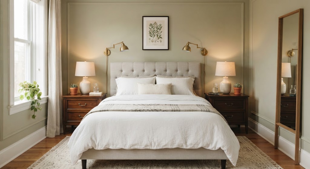 small bedroom with Symmetrical Nightstands