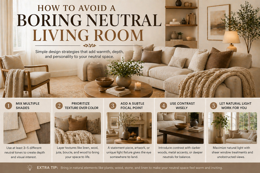 How to Avoid a Boring Neutral Living Room