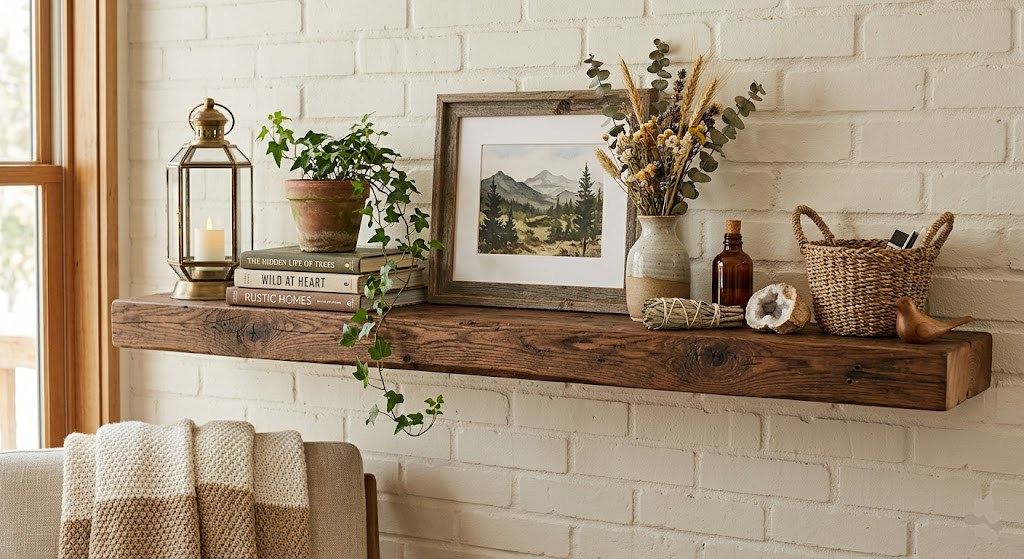 Rustic Wood Shelf Styling