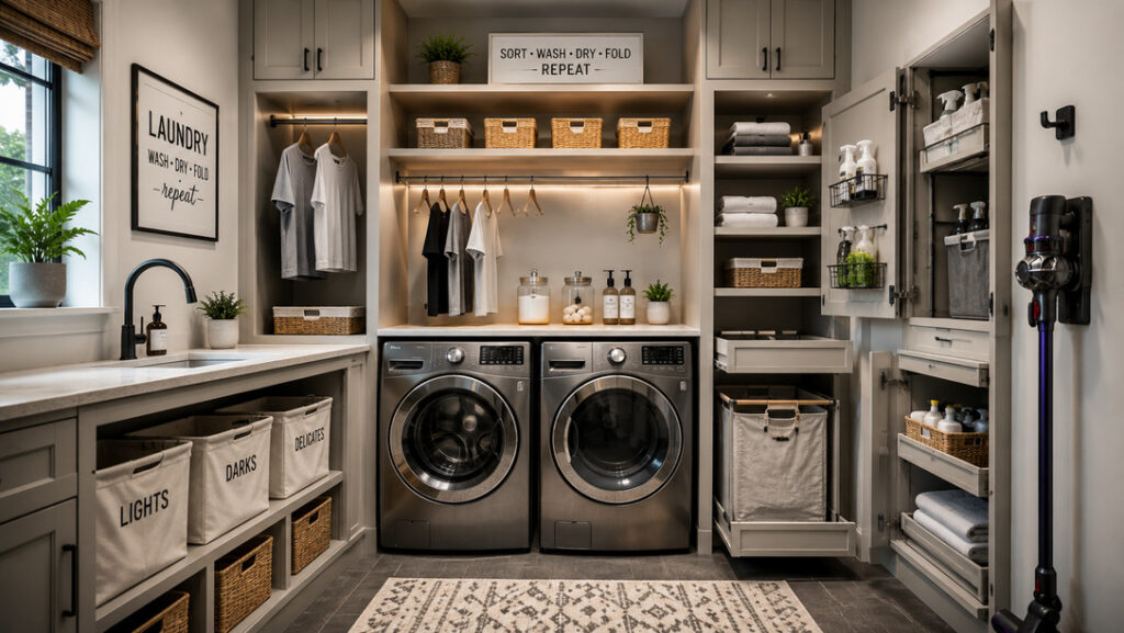 Smart Laundry Room with Built-In Organization