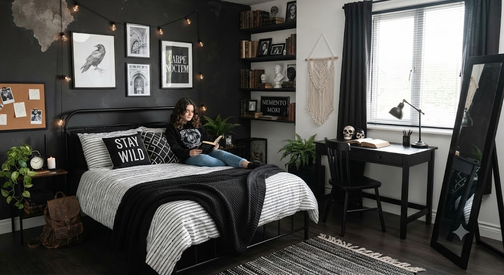 Black & White Bedroom for teenage girl