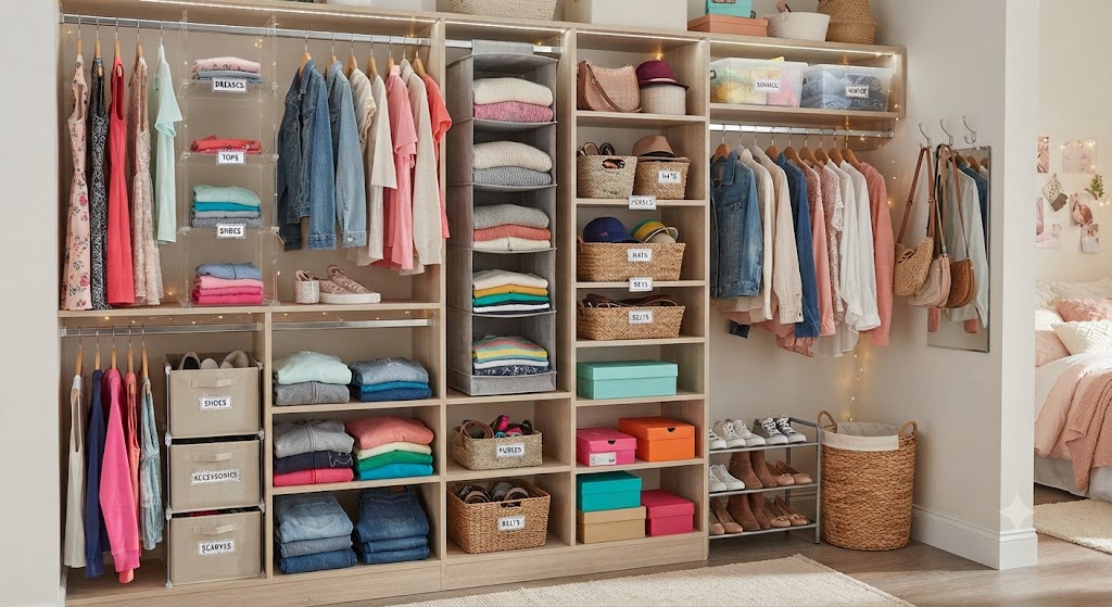 Closet Organizers System Bedroom for teenage girl.