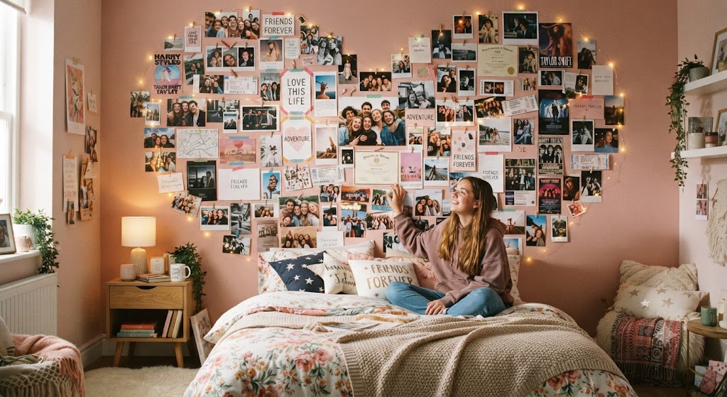 DIY Photo Collage Wall Bedroom for teenage girl