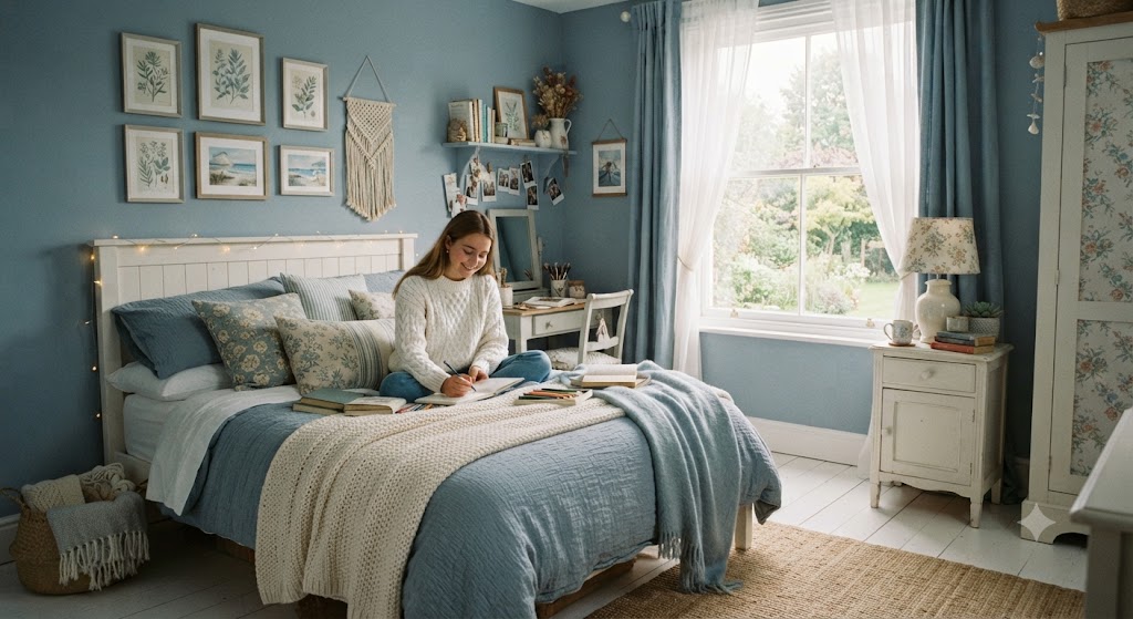 Dusty blue Bedroom for teenage girl