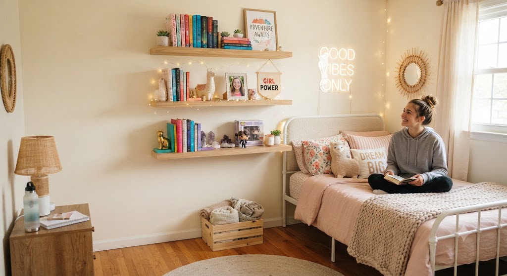 Floating Wall Shelves Bedroom for teenage girl