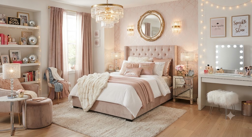 Modern Glam Bedroom for teenage girl