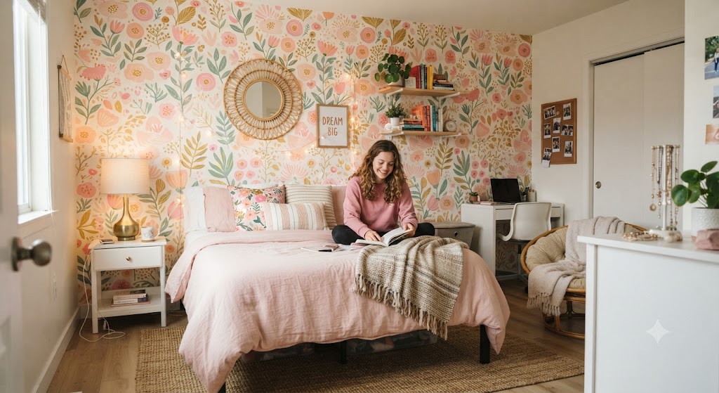 Peel-and-Stick Wallpaper Accent Wall Bedroom for teenage girl