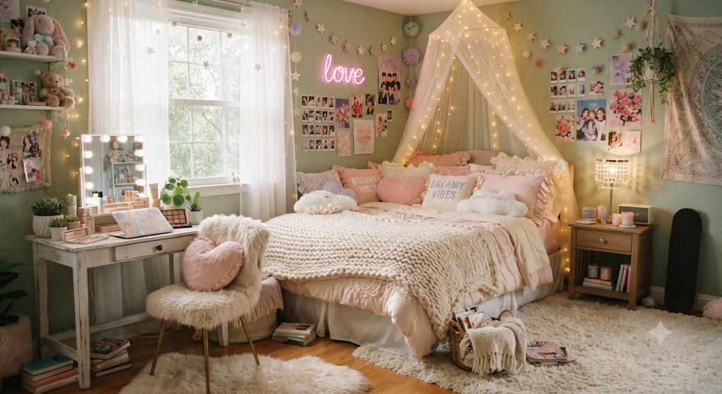 Soft Girl Aesthetic Bedroom for teenage girl