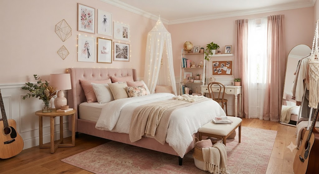 Soft Pink Palette Bedroom for teenage girl